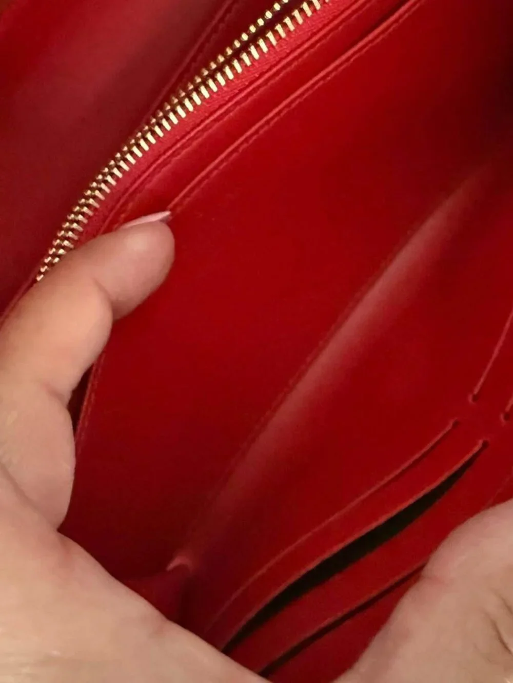 Louis Vuitton Portefeuille Louise Wallet M64550 Red Patent Leather Gold LV